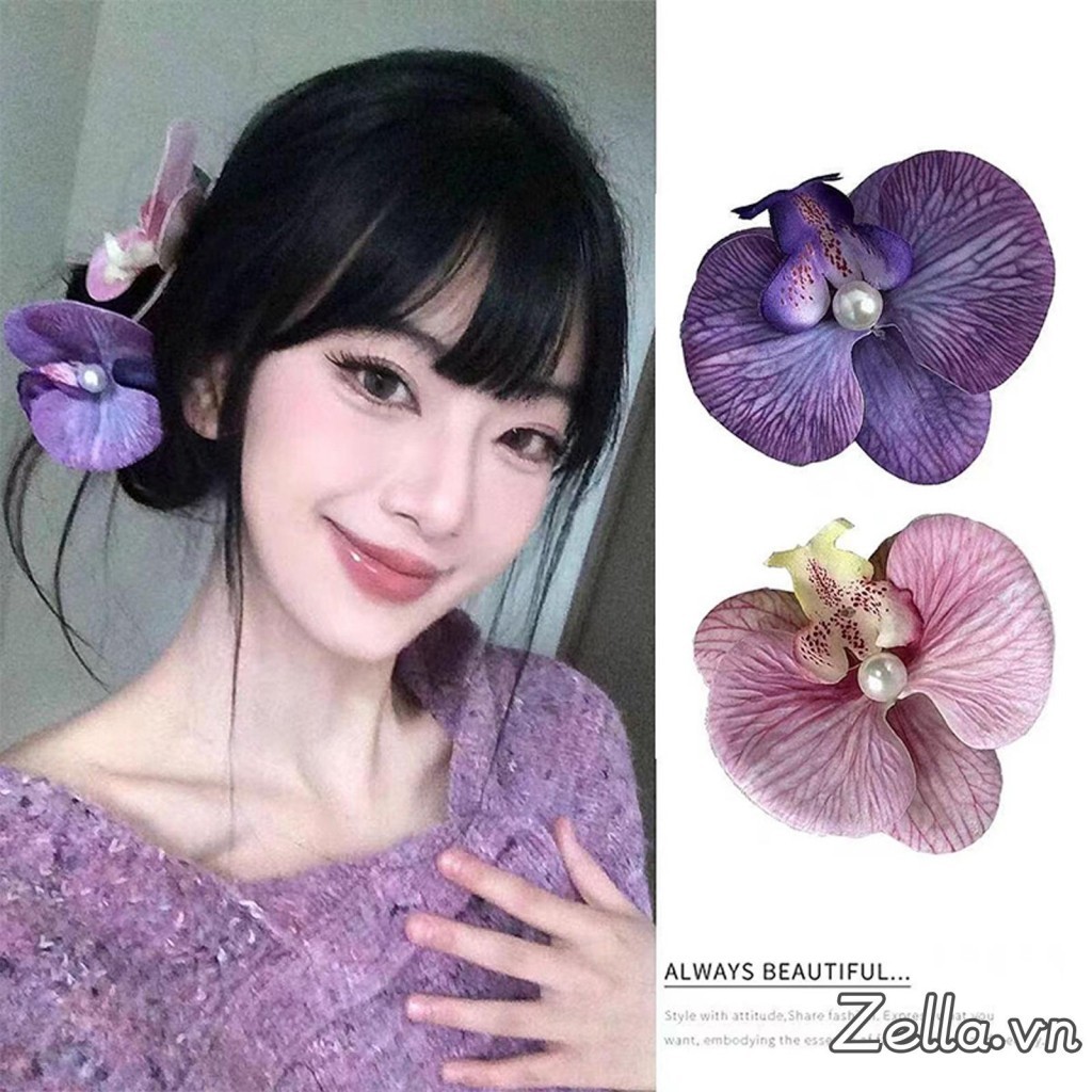 Hoa Kẹp Tóc Bướm Phong Lan Hoa Cá Sấu Kẹp Cho Bé Gái Cô Dâu Cưới Phụ Kiện Bãi Biển Tiệc Phụ Kiện Tóc