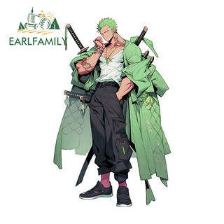 EARLFAMILY 13cm One Piece Zoro Xe Miếng Dán Cá Tính Thú Vị Tắc Trầy Xước Câu Cá Hộp Điện-Xe Đạp Vinyl Decal Phụ Kiện Xe Hơi