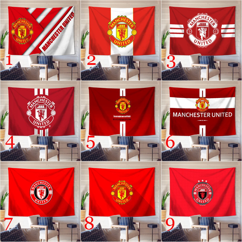 Manchester United FC Logo Tấm Thảm Treo Tường Có Kẹp Tấm Thảm Polyester Phòng Ngủ Treo Tường Tấm Thảm Trang Trí Nhà Cửa