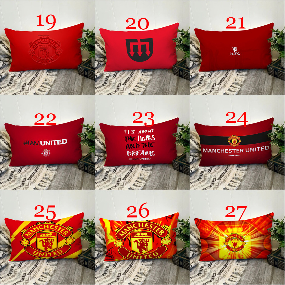 Logo Manchester United FC Vỏ gối hình chữ nhật Vỏ gối Polyester in một mặt Trang trí nội thất Món quà tốt nhất (Không có lõi)