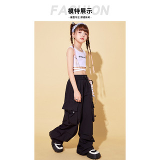 3-14 Tuổi Trẻ Em Tay Ngắn Hip Hop Cotton Trắng Áo Bé Gái Mùa Hè Cổ Vũ Thể Hiện Crop Top Phù Hợp Với Bé Gái Hip Hop Thể Hiện Trang Phục Thường Ngày Quần Dài Rời
