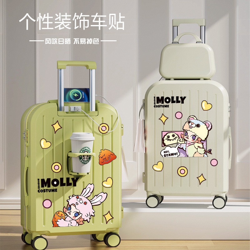 Popmart Cô Gái Dễ Thương Dán Xe Hơi Popmart Trang Trí Xe Điện Xe Máy Sửa Đổi Miếng Dán Chống Thấm Nước