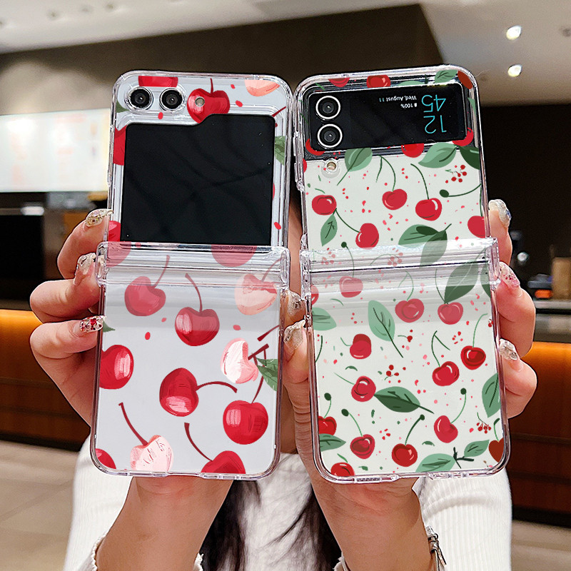 Ốp điện thoại trong suốt họa tiết trái cây đầy màu sắc cho Samsung Galaxy Z Flip 5 Flip 5 4 Flip 5 3 5G Vỏ gấp cứng cho Samsung Z Flip5 Flip4 Flip3