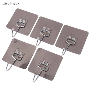 Ziyulinyuk 5 Cái Móc Lớn Chịu Lực Chống Thấm Nước Dính Móc Treo Tường Không Móng Tay Chống Thấm Nước Móc Treo Tường Cho Nhà Bếp Phòng Tắm EN