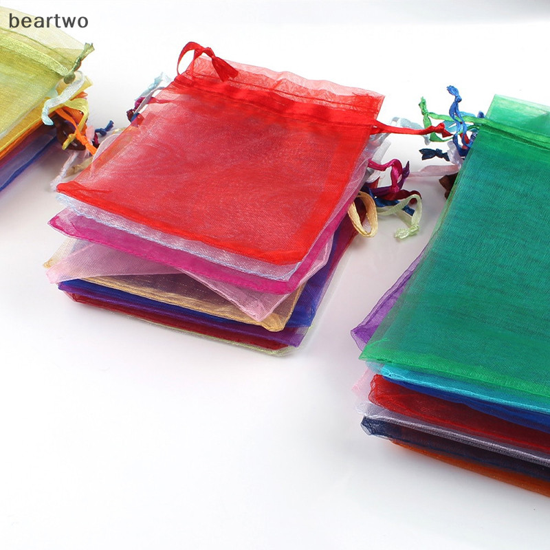 < Beartwo > 100 Cái / lốc Túi Organza Nhiều Màu Sắc 10x12cm / 10x15cm / 13x18cm Túi Bao Bì Trang Sức Quà Cưới Bảo Quản Túi Dây Rút Đẹp