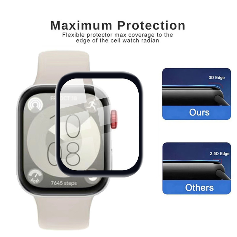 Huawei WatchFit WatchFitElegant WatchFitMini 600D HD Phim Kính Cường Lực Cạnh Đen Cho Huawei Watch Fit 2 3 Thanh Lịch Mini Chống Vân Tay Chống Ánh Sáng Xanh Bảo Vệ Màn Hình Đồng Hồ