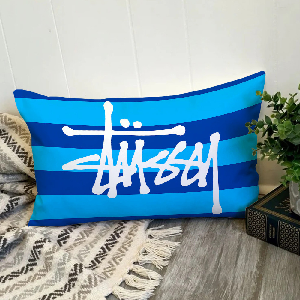 Art Stussy Logo Vỏ Gối Hình Chữ Nhật In Hình Một Mặt Đệm Polyester Trang Trí Nhà Cửa Món Quà Tốt Nhất (Không Có Lõi)