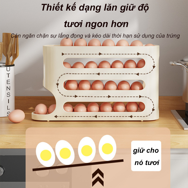 Trượt Trứng Hộp Bảo Quản，Bảo quản tủ lạnh，hộp đựng trứng trượt，Giá Đỡ Cán Tự Động Hộp Đựng Trứng,khay trứng tủ lạnh