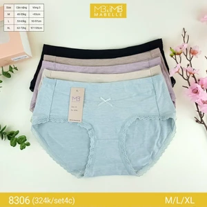 Quần lót nữ MB Mabelle 8306 - cotton sồi organic, kháng khuẩn, chống hằn, thoáng mát - Set 4c
