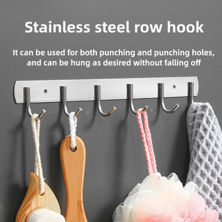 Móc liên kết bằng thép không gỉ Móc treo tường nhà bếp Móc treo phòng tắm Đục lỗ chịu lực mạnh Móc hàng