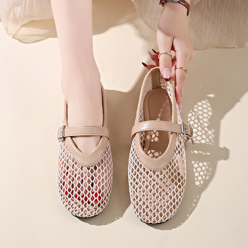 Atikota Thời Trang Nữ Mary Jane Lưới Sandal Phong Cách Đơn Giản Thoáng Khí Mềm Mại Thoải Mái Dép
