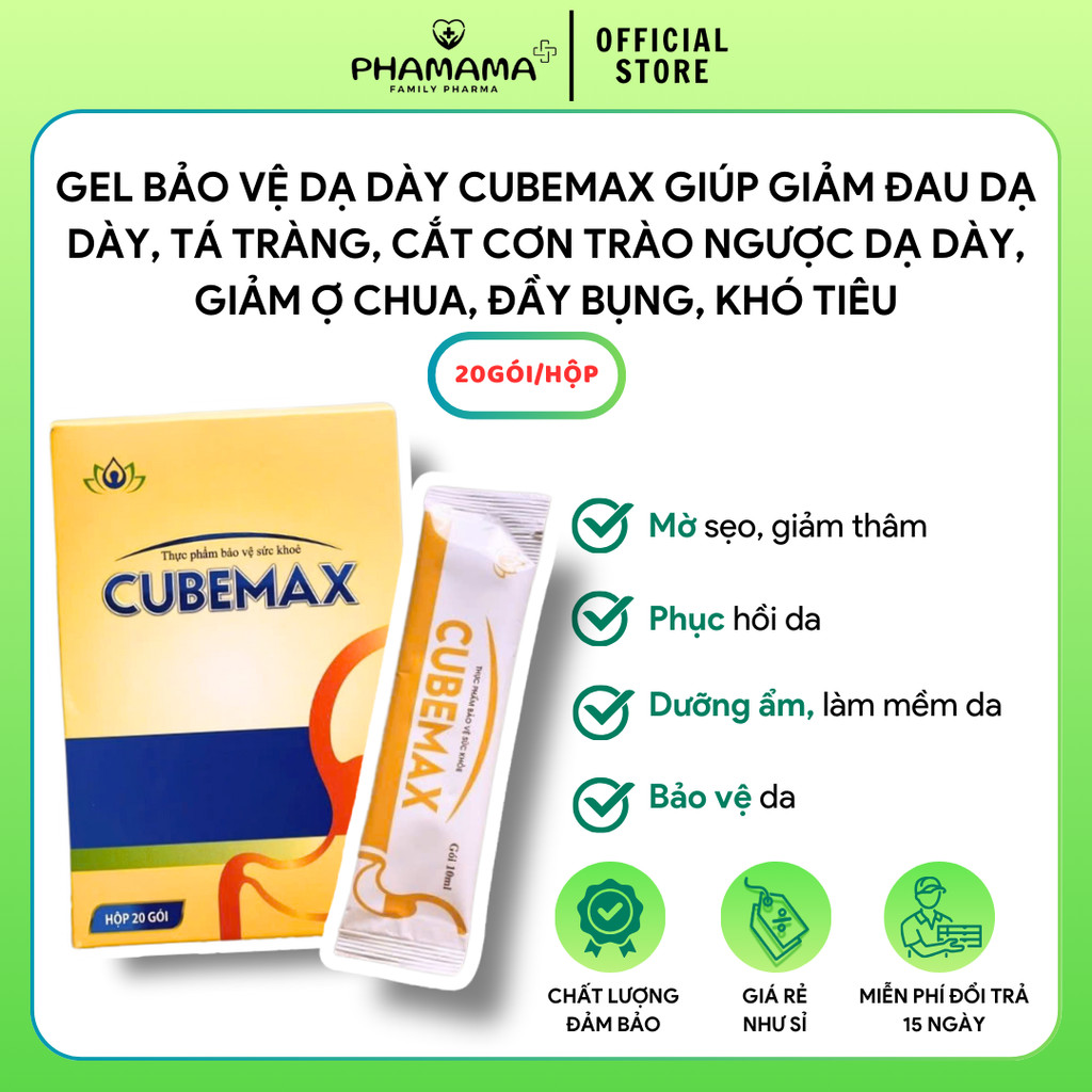 Ảnh Gel Bảo Vệ Dạ Dày Cubemax Giúp Giảm Đau Dạ Dày, Tá Tràng, Cắt Cơn Trào Ngược Dạ Dày, Giảm Ợ Chua, Đầy Bụng, Khó Tiêu 1