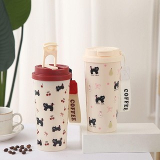[Giao hàng từ Việt Nam] Cốc nước CORESSPACE, Bình nước dung tích lớn 550ml, Dây đeo chống rò rỉ dễ thương Cốc nhựa uống đôi dành cho học sinh