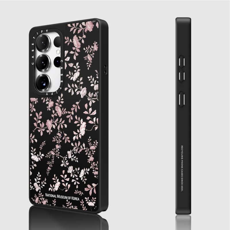 Casetify X Ốp lưng làm đẹp thẩm mỹ Matte Black & Sliver Mirror Vỏ hút từ tính Samsung Galaxy S23 S24 S25 Ultra Plus Mặt sau cứng có hộp khắc logo