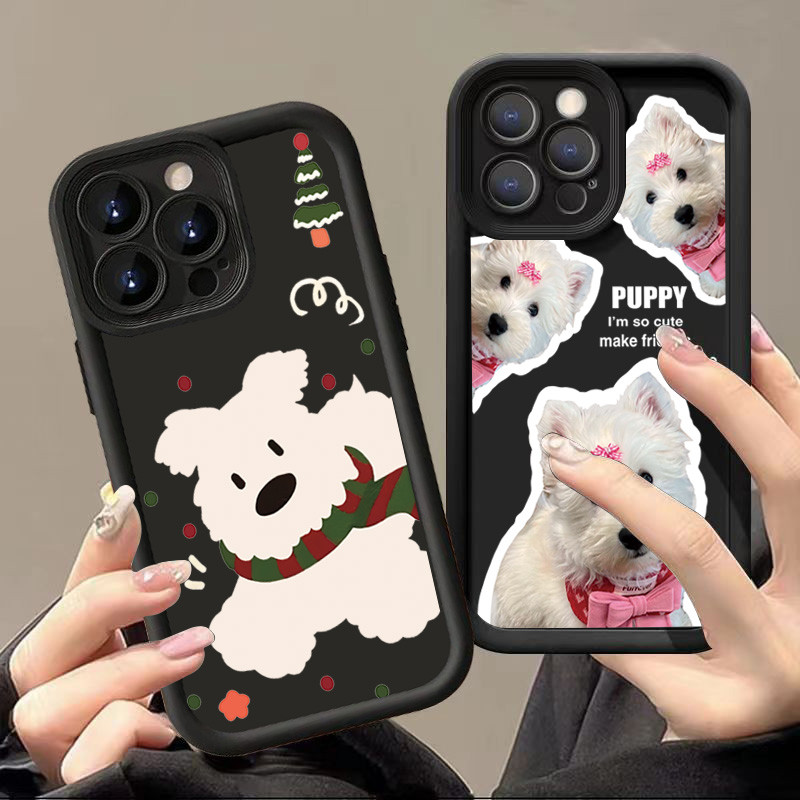 Dành Cho Realme Note 60 50 C67 C65 C63 C55 C51 C35 C53 C15 5i C21Y C11 C25 C25Y C20 5S C20A C17 C33 C30 9i 8 8i 6i 5 7i C31 C21 Phim Hoạt Hình Chó Trắng Dễ Thương Silicon Mềm Chống Sốc