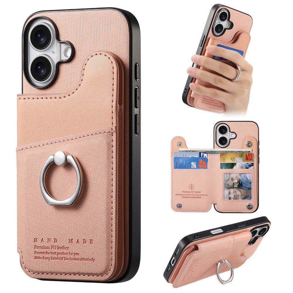 Ví Lật Da Có Hộp Đựng Thẻ RFID Chặn Điện Thoại Cho IPhone 16E 16 15 14 Plus 13 12 11 Pro Max Vòng Giá Đỡ Bao