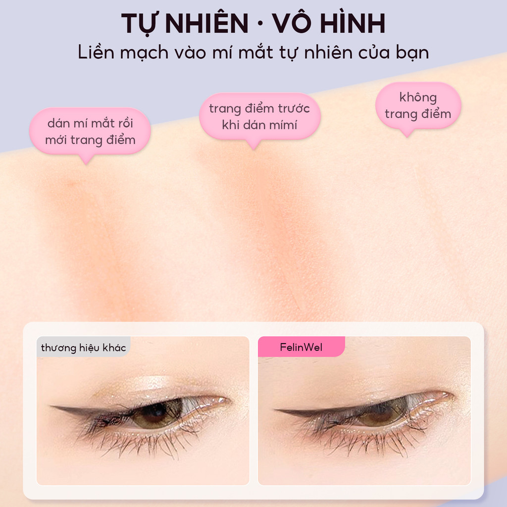 FelinWel - Miếng Dán Mí Vô Hình Không Thấm Nước Lâu Trôi, Dành Cho Mắt Sụp Mí, Tự Dính, Có 2 Loại, Kèm Dụng Cụ