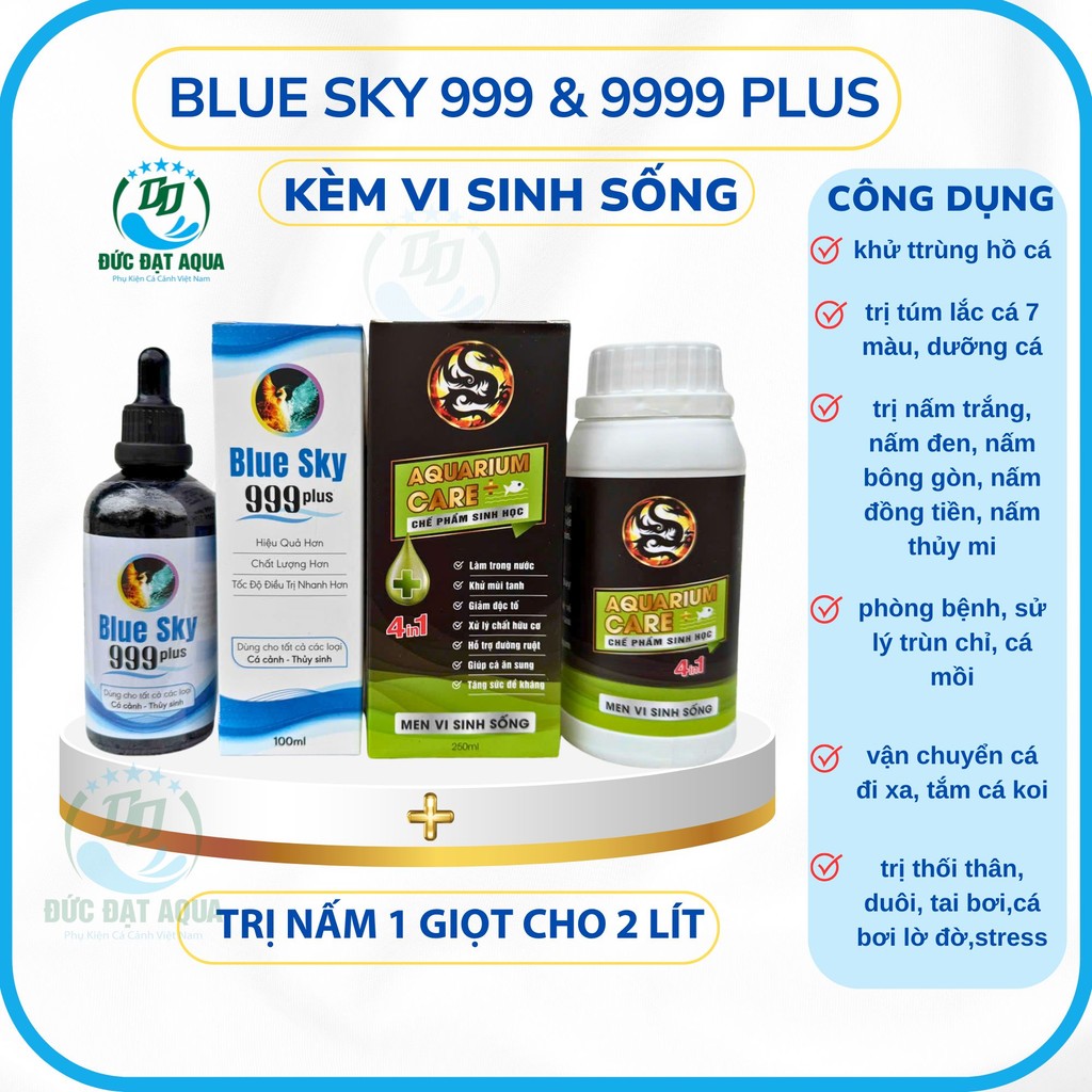 blue sky plus 999 & 9999 10ml, 50ml. 100ml Tặng 1 chai Vi Sinh Aquarium Care 50ml, 100ml, 250ml 6