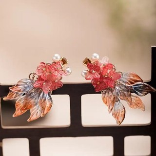 Mauropoli [Sẵn Sàng] Cá Koi Nổi ~ Vỏ Cá Chép Kẹp Tóc Phong Cách Trung Hoa Hanfu Nữ Bên Gãy Tóc Ngọc Trai Cặp Kẹp Nổ Kẹp