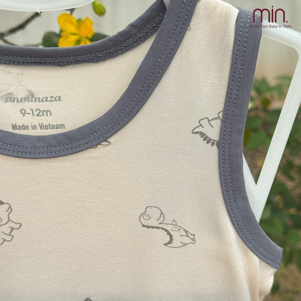 Bộ Ba Lỗ Bé Trai Anminaza In Hình Họa Tiết Khủng Long,Chất Vải Co Dãn Mềm Mại - Hàng Chính Hãng AMI0400