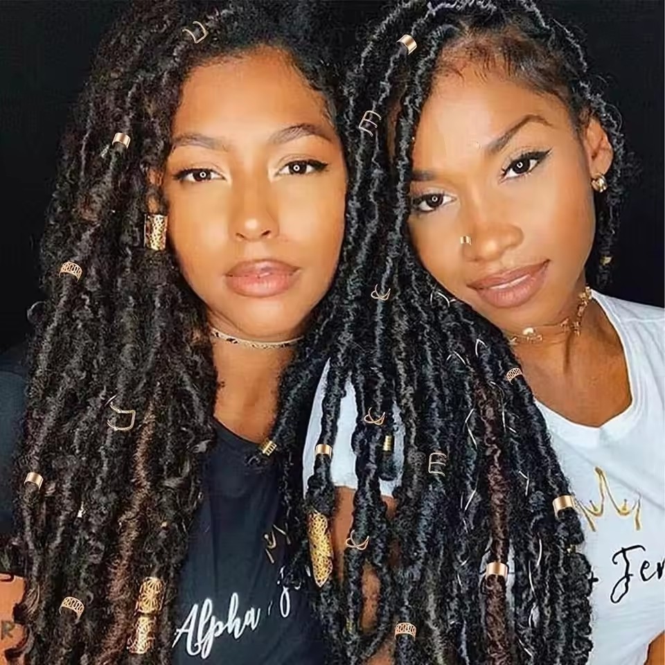 Nhẫn Tóc Kim Loại Dreadlock Phong Cách Hip Hop - Bé Gái Cá Tính Hóa Trang Mũ Phụ Kiện Bím Bẩn Có Thể Điều Chỉnh Kẹp Còng