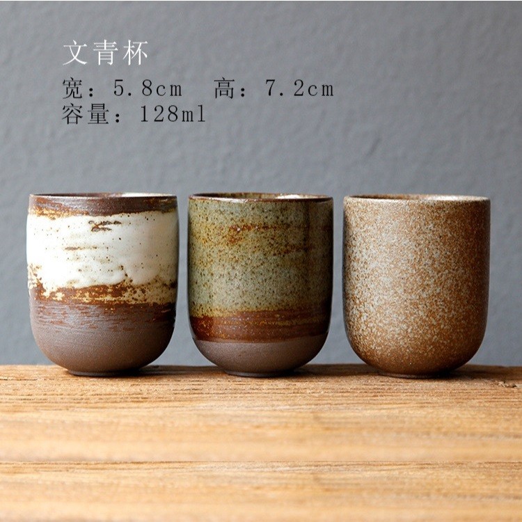 Cốc, Chén Sứ Men Tro Nung Củi Dùng Thưởng Trà Matcha (Làm Thủ Công Phong Cách Nhật Bản)