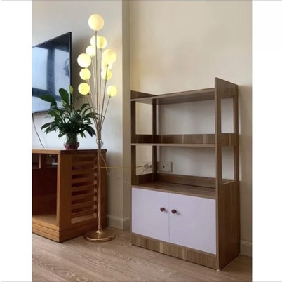 Tủ bếp, kệ lò vi sóng 4 tầng CÓ NGĂN TỦ để đồ nhà bếp chất liệu gỗ MDF kích thước 100x60x30cm