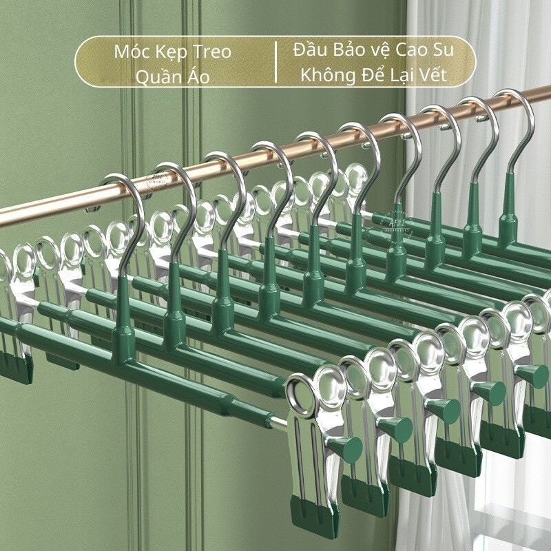 COMBO 10 Móc kẹp 2 đầu Chất Liệu Thép Không Gỉ, Đầu Bọc Silicon Chống Tuột, Móc Treo Quần Áo inox