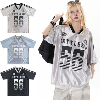 Áo thun nam GKSSS tay ngắn kiểu Mỹ cổ điển dáng rộng phong cách thể thao dáng rộng màu tương phản áo thun ngắn tay