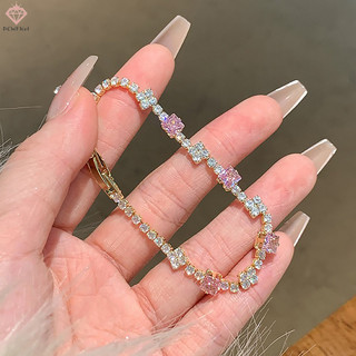 [Pcwkkef] Vòng tay Zircon pha lê màu hồng nhạt dành cho nữ Thời trang bé gái Tinh tế Sáng bóng Kim cương giả Lắc tay Phụ kiện trang sức Quà tặng Mới