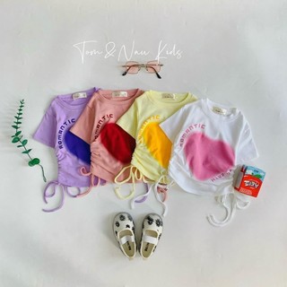 A15-[tomnaukid] Áo thun rút dây bé gái hình trái tim vải cotton SG Form ôm - Size 8-35Kg