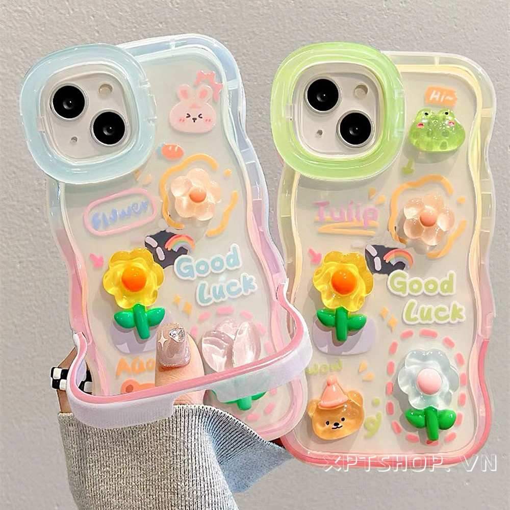 Lập Thể Tulip Duffy Waves Hai Chiều Stealth Giá Đỡ Ốp Lưng Điện Thoại iPhone 17ProMax 16Plus 15 14 13 12 11 Bảo Vệ Toàn Diện Chống Sốc Bảo Vệ Bìa Mềm