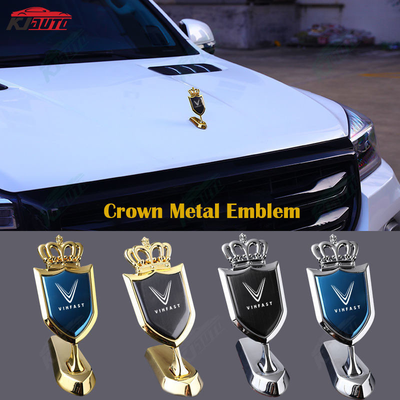 Vinfast Crown Mặt Trước Logo Ô Tô Hood Trang Trí Động Cơ Hood Miếng Dán Sửa Đổi Xe Phụ Kiện Phong Cách Thể Thao Cho VF 8 VF 9 VF E34 Lux A Fadil President SA VF E34