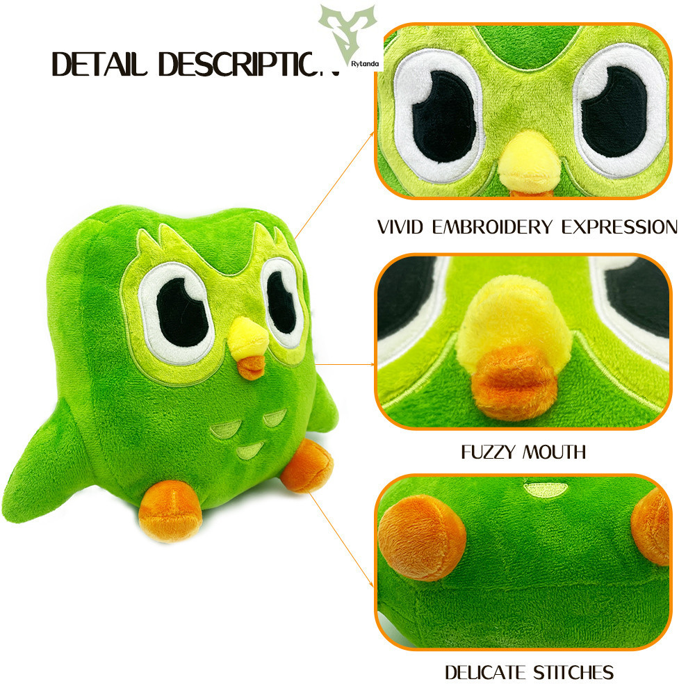 Rytanda Duolingo Đồ chơi sang trọng Lily Duolingo Búp bê cú xanh dễ thương nhồi bông với động vật sang trọng để tặng bạn gái trẻ em Quà tặng sinh nhật và đồ trang trí nhà cửa