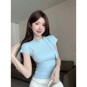 Sang Trọng Pure Desire Ren-Up Khăn Tay Ngắn Áo Thun 2026 Tính Khí Mùa Hè Phong Cách Mới Thiết Kế Mỏng- V250228062