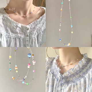 Julyhot Bohemian Cá Dòng Hạt Choker Màu Kẹo Trang Sức Bãi Biển Mùa Hè Xương Đòn Vòng Cổ Dành Cho Nữ Quyến Rũ Vô Hình Dây Câu Choker Massivedeals