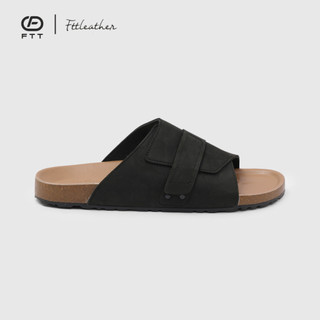 Dép đế trấu quai ngang da bò sáp Fttleather cho nam nữ thời trang unisex thấm hút mồ hôi chân D501