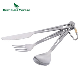 Boundless Voyage Cắm Trại Bộ Dao Kéo Titan Thìa Nĩa Dao Spork Đũa Ống Hút Ngoài Trời Bộ Đồ Ăn Du Lịch Hàng Ngày Flatware