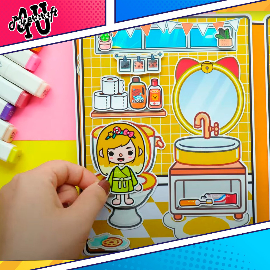 ĐỒ CHƠI NGÔI NHÀ BÚP BÊ GIẤY CẮT THỦ CÔNG DIY - TOCA LIFE WORLD -  MẪU TA067 Ngôi nhà búp bê đồ chơi giấy thủ công toca