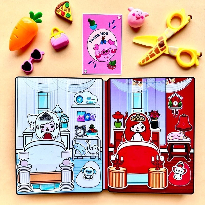 Toka Mô Hình Búp Bê toca giấy nhà giấy kuromi Ngôi nhà mini ngôi nhà bằng giấy bóc dán toca boca búp bê giấy