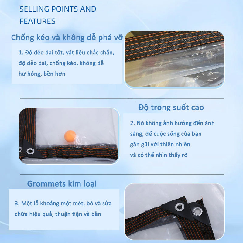 Bạt nhựa trong suốt,Bạt PVC che mưa，Dày, ánh sáng tốt, chống lạnh, bảo quản nhiệt，Nhiều tùy chọn kích thước