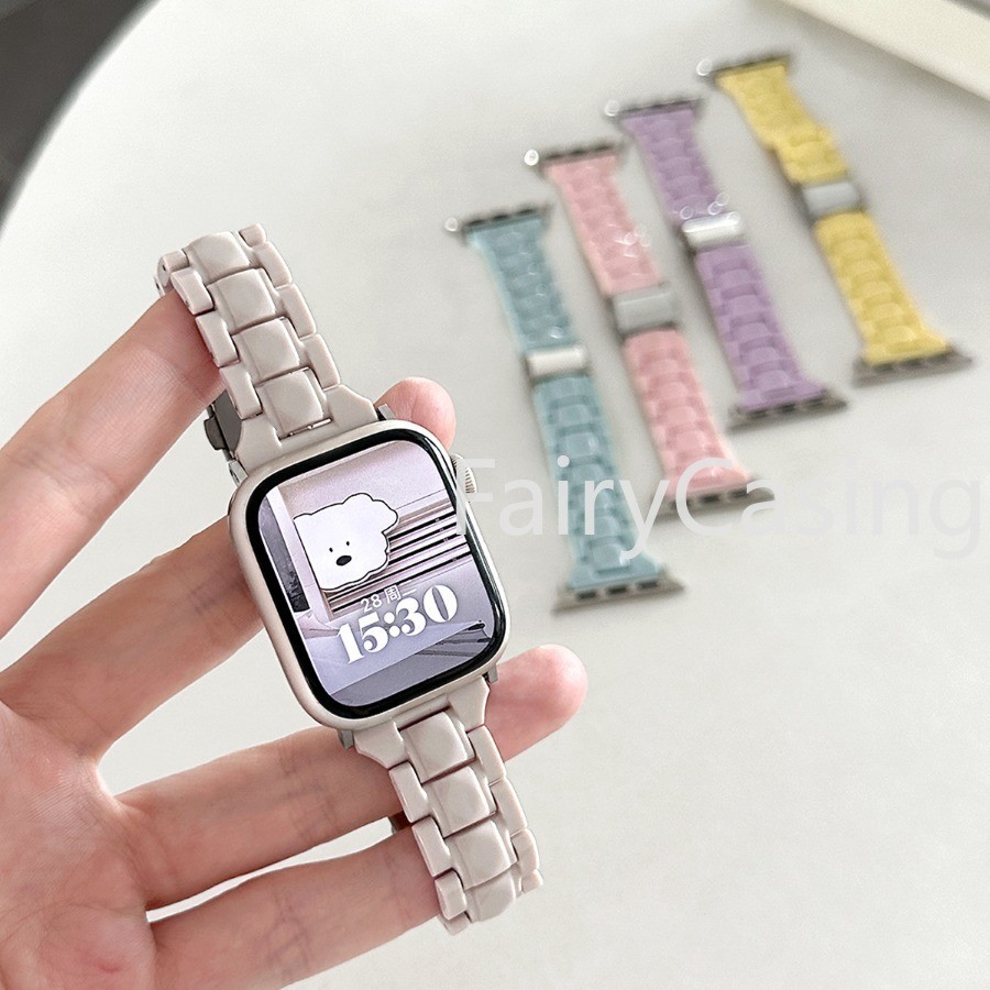 Mới Màu Kẹo Nhựa S11 Dây Đeo AW Watch 49mm 41mm 45 44 40 42 38 mm Cô Gái Dây Đeo Đồng Hồ Cho iWatch 9 8 7 6 5 4 3 2 Ban Nhạc Phụ Kiện