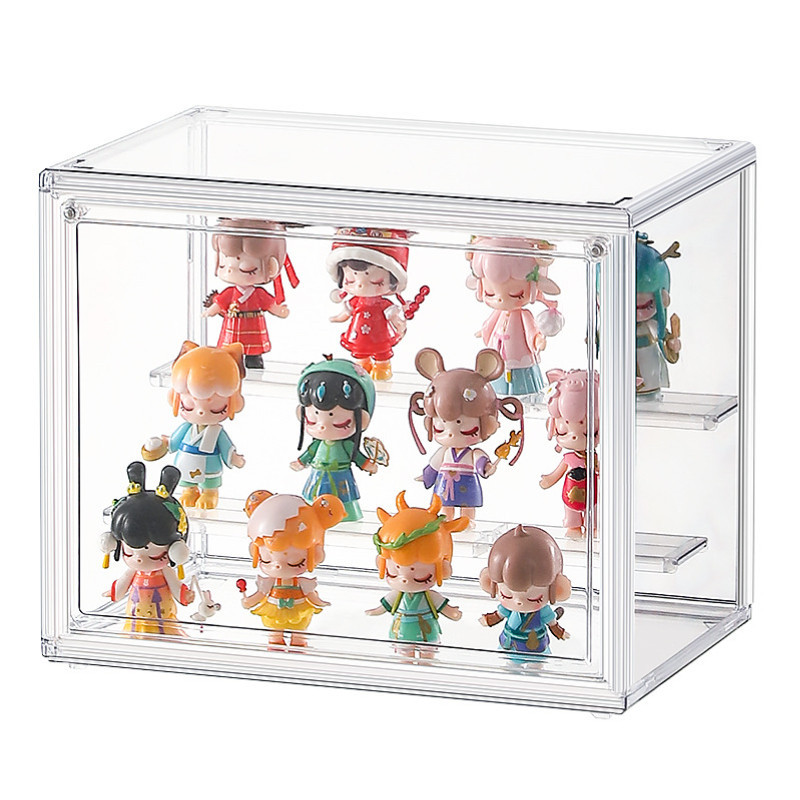 Tủ , Dung Lượng Cao Hộp Trưng Bày Trong Suốt 3 Tầng Bảo Quản Mô Hình Blindbox ,Thiết Kế Công Tắc Từ