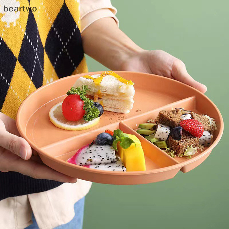 < Beartwo > Đĩa ngăn phương Tây ba lưới dùng để đựng thức ăn Salad trái cây Khay đựng đĩa chia đẹp
