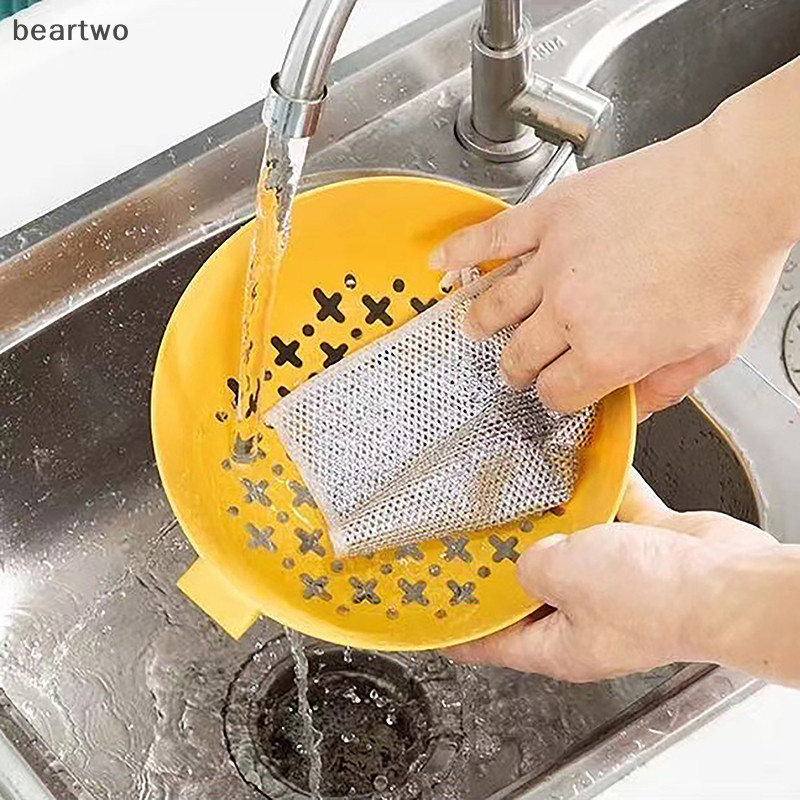 < Beartwo > Dây Thép Khăn Lau Chống Dầu Bếp Nồi Chảo Đĩa Cà Phê Vết Bẩn Khăn Lau Khăn Lau Món Ăn Đẹp
