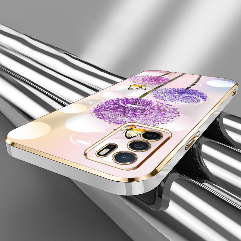 Ốp Điện Thoại YBD Cho OPPO Reno 12 Pro Reno 12F Realme C65 4G A3 Pro (Ấn Độ) Họa Tiết Hoa Bồ Công Anh Và Bướm Viền Vuông Vỏ Mềm Tinh Tế Có Dây Buộc