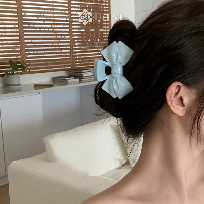Qrhyk Kem Ngọt Nơ Xanh Ngôi Sao Năm Cánh Kẹp Tóc Hình Học Vuốt Tóc Cho Nữ Thanh Lịch Nơ Cua Barrettes Phụ Kiện Tóc Mới