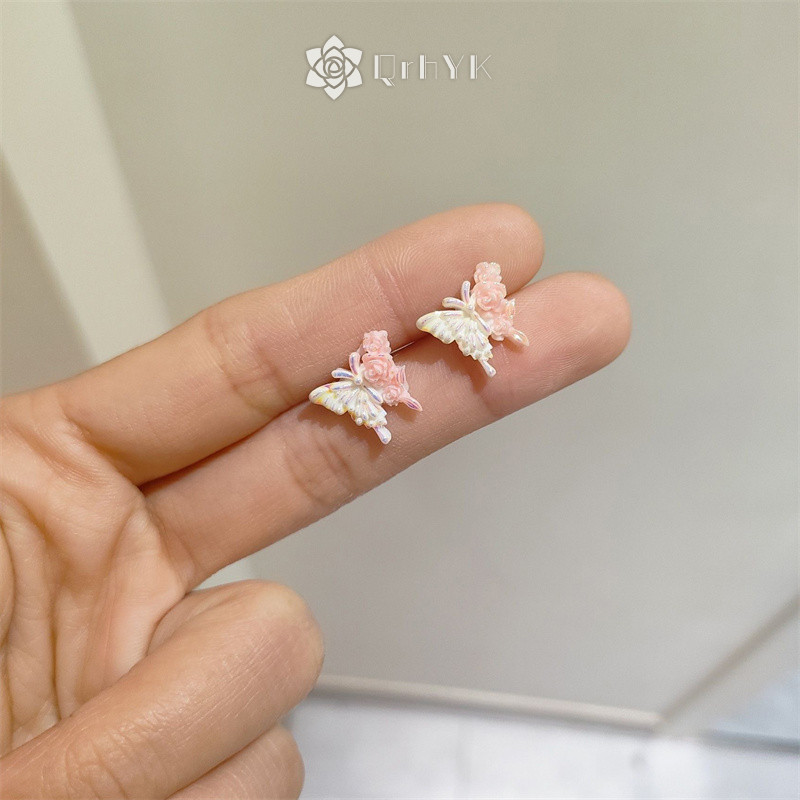 Qrhyk 1 / 4 Túi Bông Tai Hoa Ngọt Ngào Cho Nữ Bé Gái Bông Tai Nhựa Dễ Thương Dự Tiệc Thời Trang Phụ Kiện Trang Sức Quà Tặng Mới