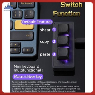 [Cornellsidney.vn] Bàn phím cơ mini 3 phím APAYADO, lập trình macro copy/paste/cut, USB, dùng cho văn phòng/game