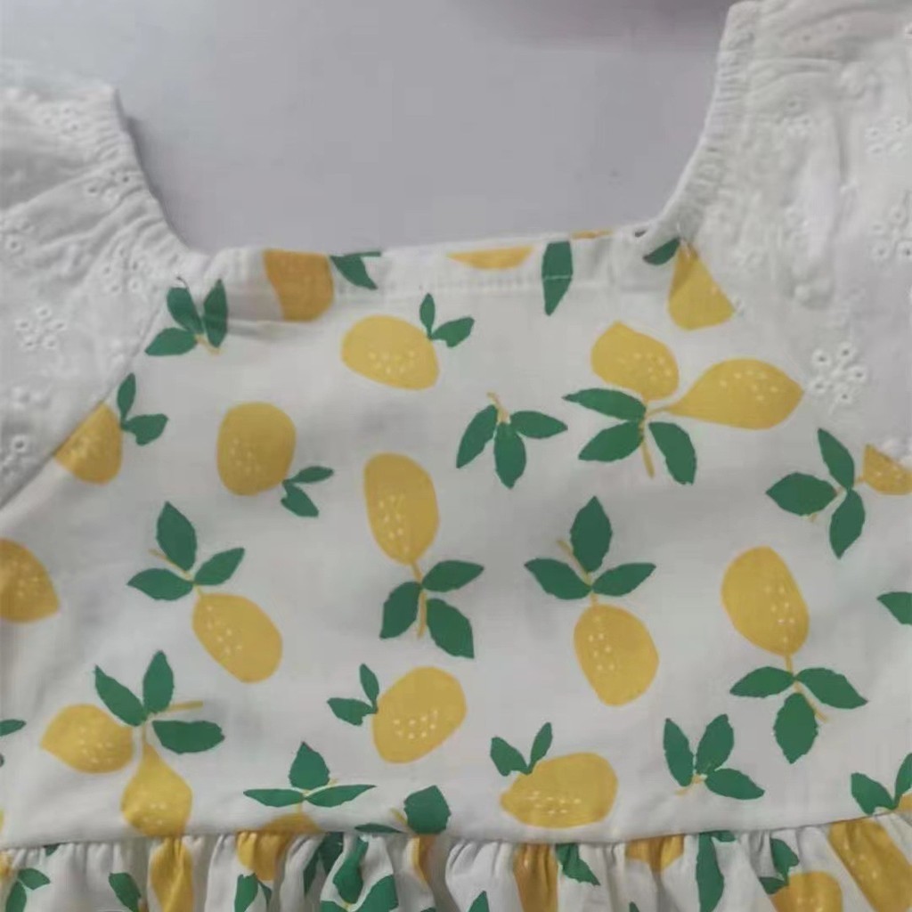 Váy hoa bé gái Phong cách mới Váy công chúa chanh mục vụ tươi 90-140 Size UA9F